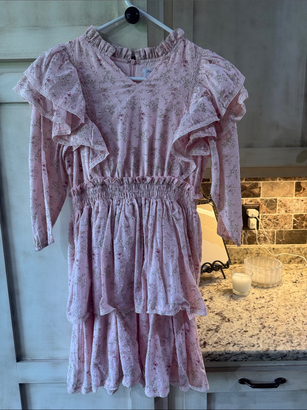Shop The Mint Girls' Pink Ruffle Floral Dress